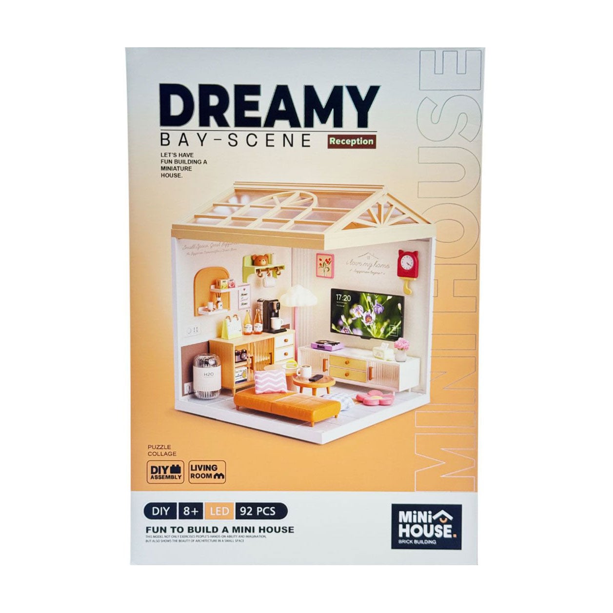Конструктор-румбокс Mini House Інтер'єр Вітальня, зі світлом, від 8 років, 16.5*16.5*19.5 см, 92 шт (8006)